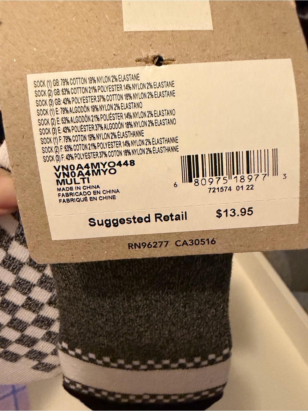 Vans Women's No-Show Sock 3-Pack — Black & White Checkerboard - Picture 4 of 5